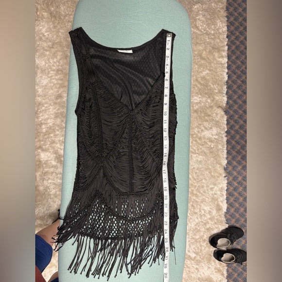 Unique Cache Black Beaded Fringe Chic Tank Top 90s vintage -M - Picture 9 of 9